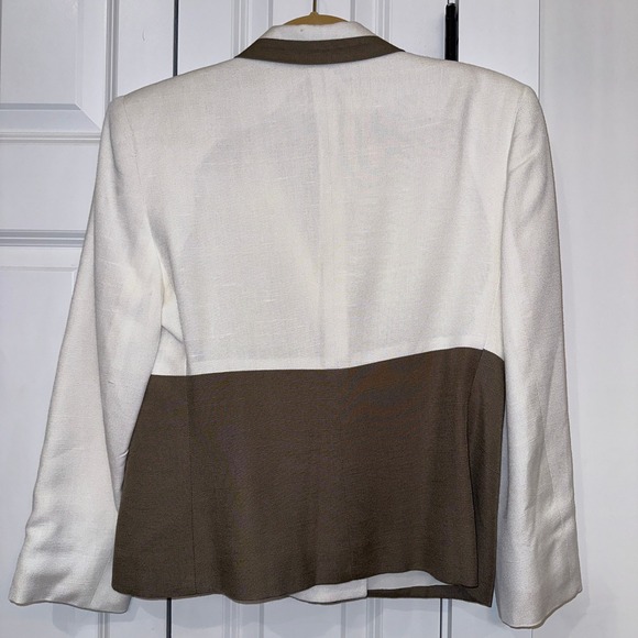 VTG Saville Petites Women's Blazer Skirt Two Piece Suit Set‎ White Brown Size 8P - Picture 5 of 15